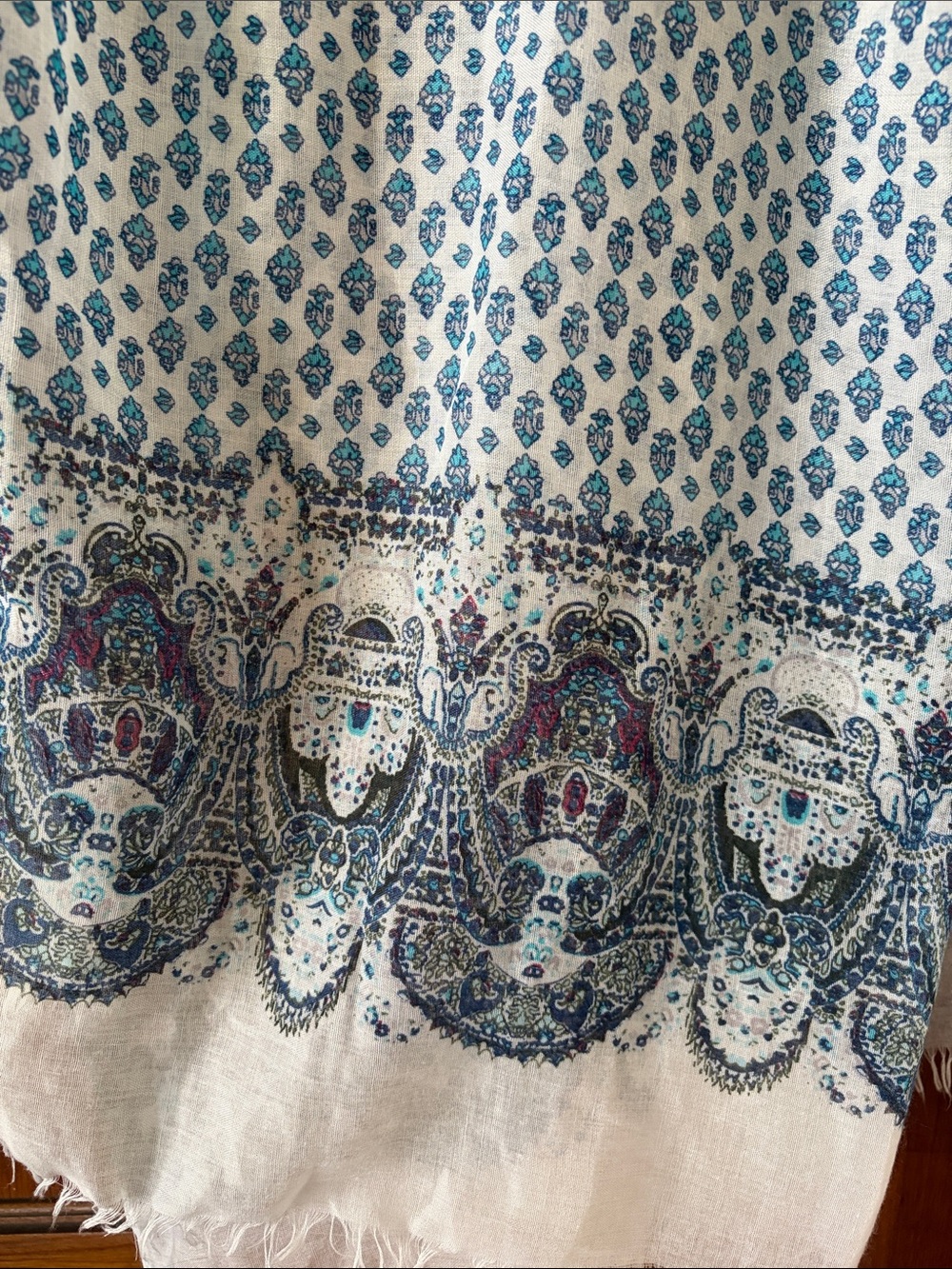 J.Jill Light Blue Printed Boho long scarf - Picture 2 of 3